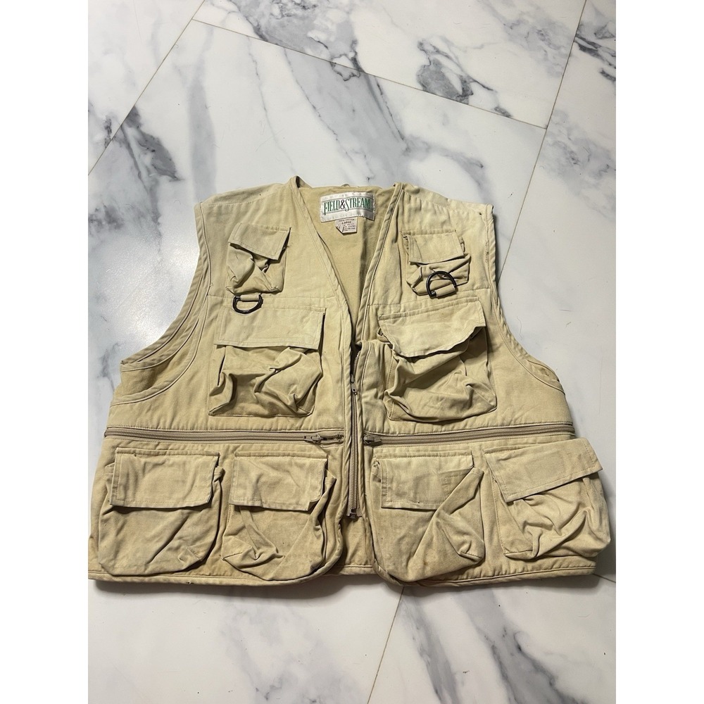Field & Stream Outdoor Vest Mens Size‎ L Khaki Fishing Hiking Hunting H-1
